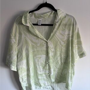 George Light Green and White Button Down Lounge Set